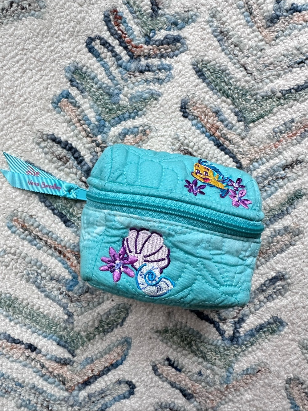 Vera Bradley Disney Little Mermaid Treasure Chest Pouch Teal Blue Flounder